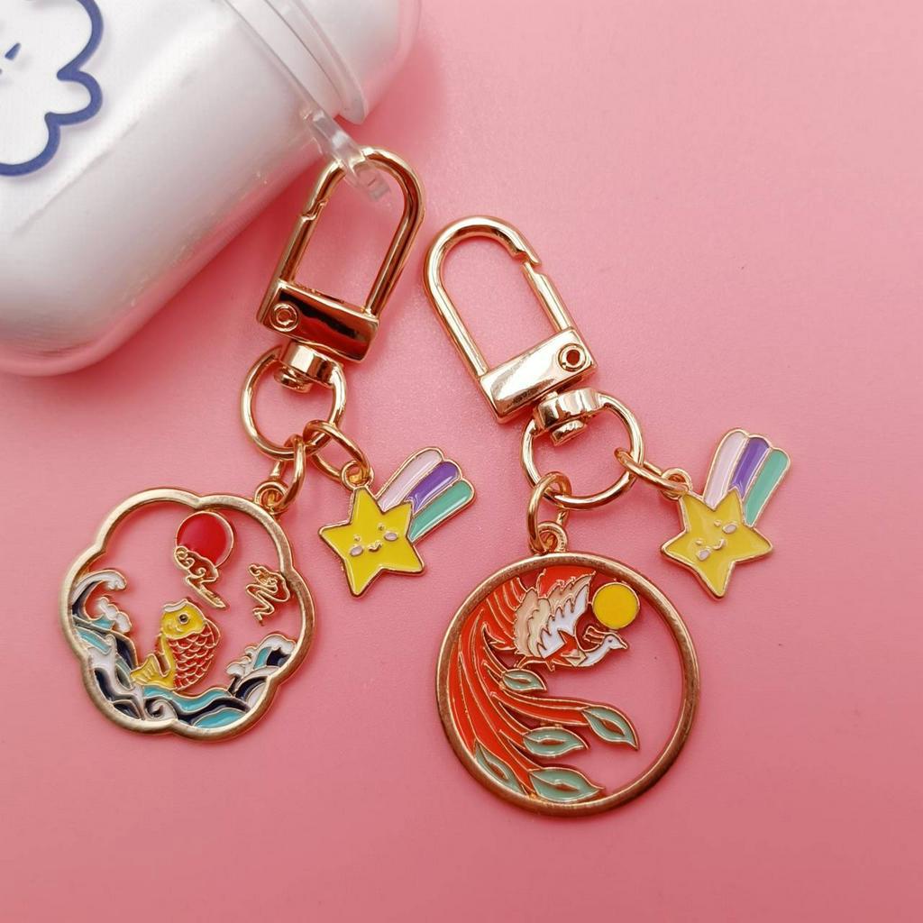 Móc Chìa Khóa Hình Thỏ / Mèo / Hoa Đào Hoạt Hình Tráng Men Dễ Thương Trang Trí Túi Xách DIY