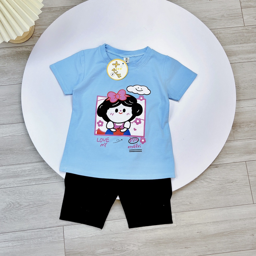 Bộ CC bạch tuyết quần lửng đen bé gái