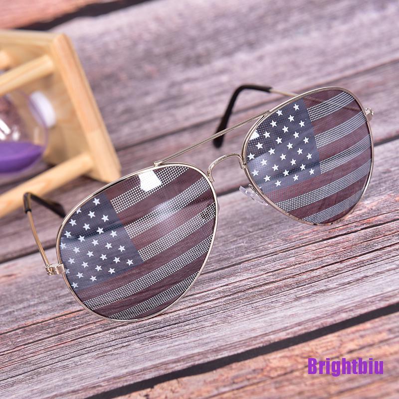Brightbiu New Patriotic Sunglasses American Flag USA Lens Star Stripe Pilot Shades Patriot