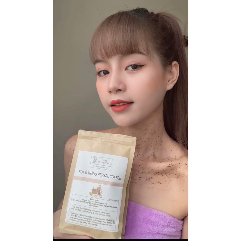 Bột ủ trắng Herbal Coffee Naturfarm 250gr - Da trắng bật tone sau 14 ngày - Mỹ phẩm handmade