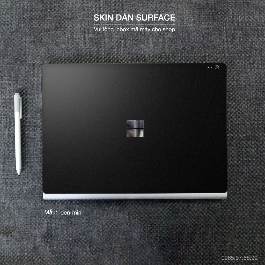 Skin dán Surface 3, Pro 3, Pro 4, Pro 5, Pro 6, Pro 7, Pro 8, Pro X, sf Go, Go 2 màu đen mịn