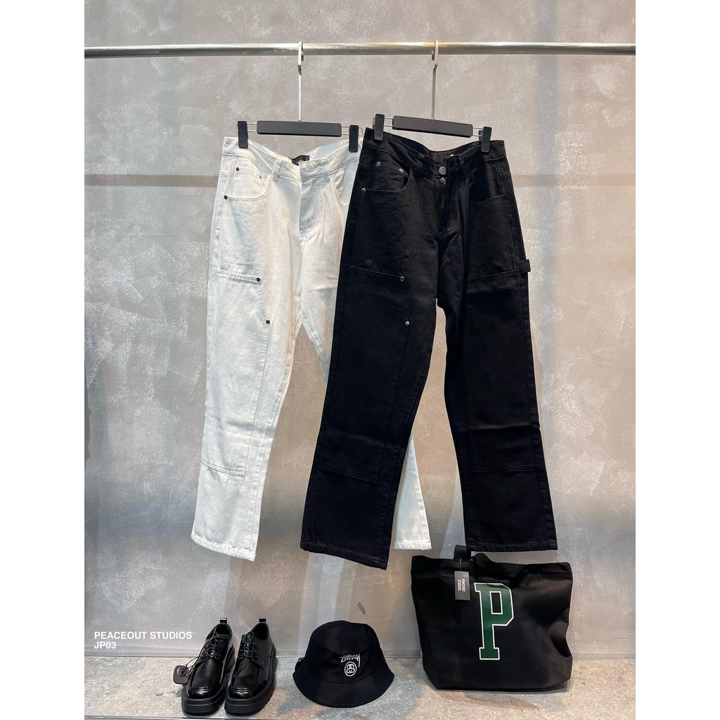 Quần Jeans Double Knee Peaceout Studios Có Quai Hai Bên