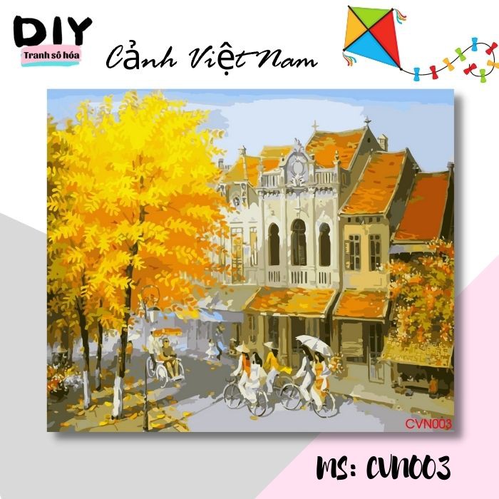 Tranh tô màu theo số DIY Tranh Cảnh Việt Nam Phố cổ Hà Nội CVN003