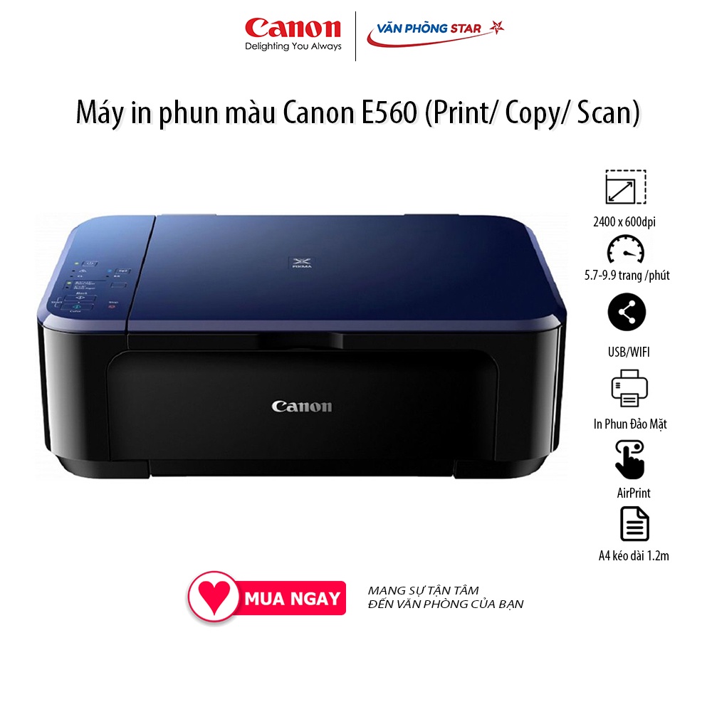 [Free ship] Máy in phun màu Canon E560 (Print/ Copy/ Scan): Copy - In - Scan - Duplex - Wifi tại Vanphongstar