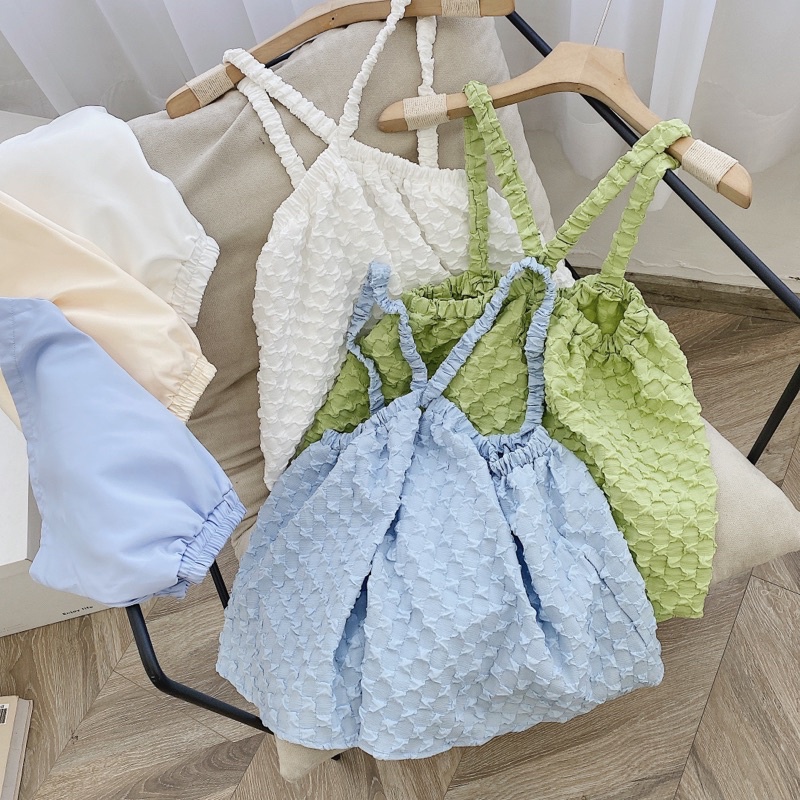 SET ÁO YẾM XỐP + QUẦN SHORT LƯNG THUN