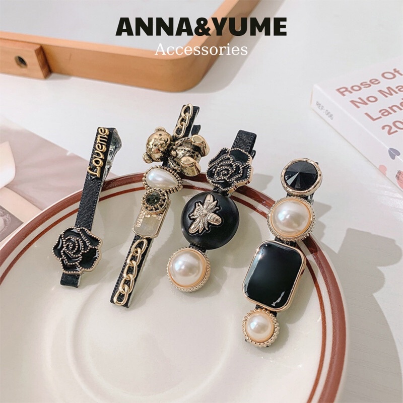 Kẹp tóc mái hình nơ, hình trái tim đính ngọc trai nhân tạo phong cách dễ thương Hàn Quốc cho nữ