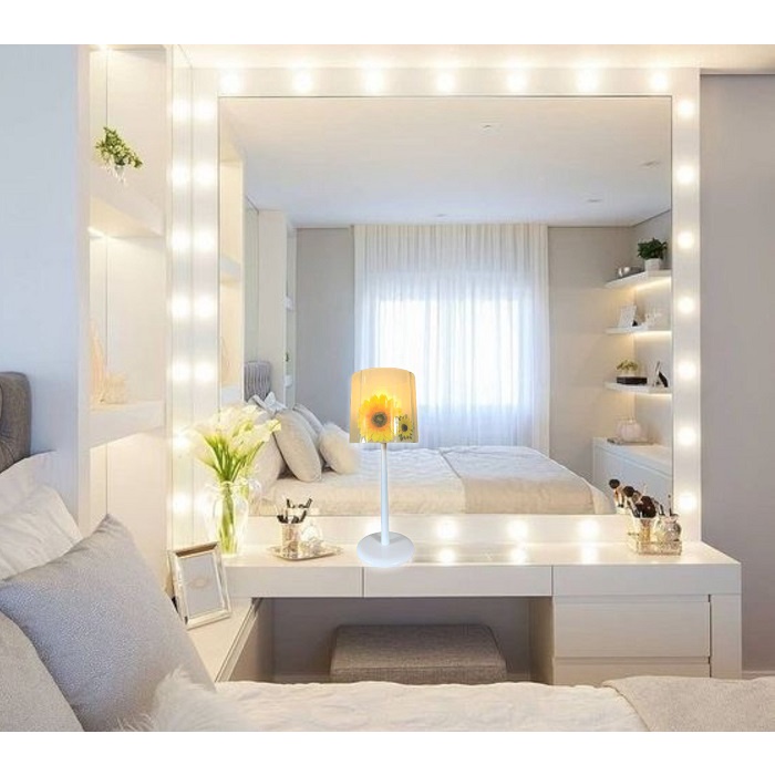 Đèn Để Bàn Hoa Mặt Trời Thân Gỗ BG002 Vietmake, Đèn Decor Độc Đáo