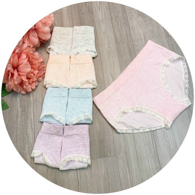 Quần lót nữ cotton viền ren màu muối tiêu thời trang nữ Rose Accessories QL05