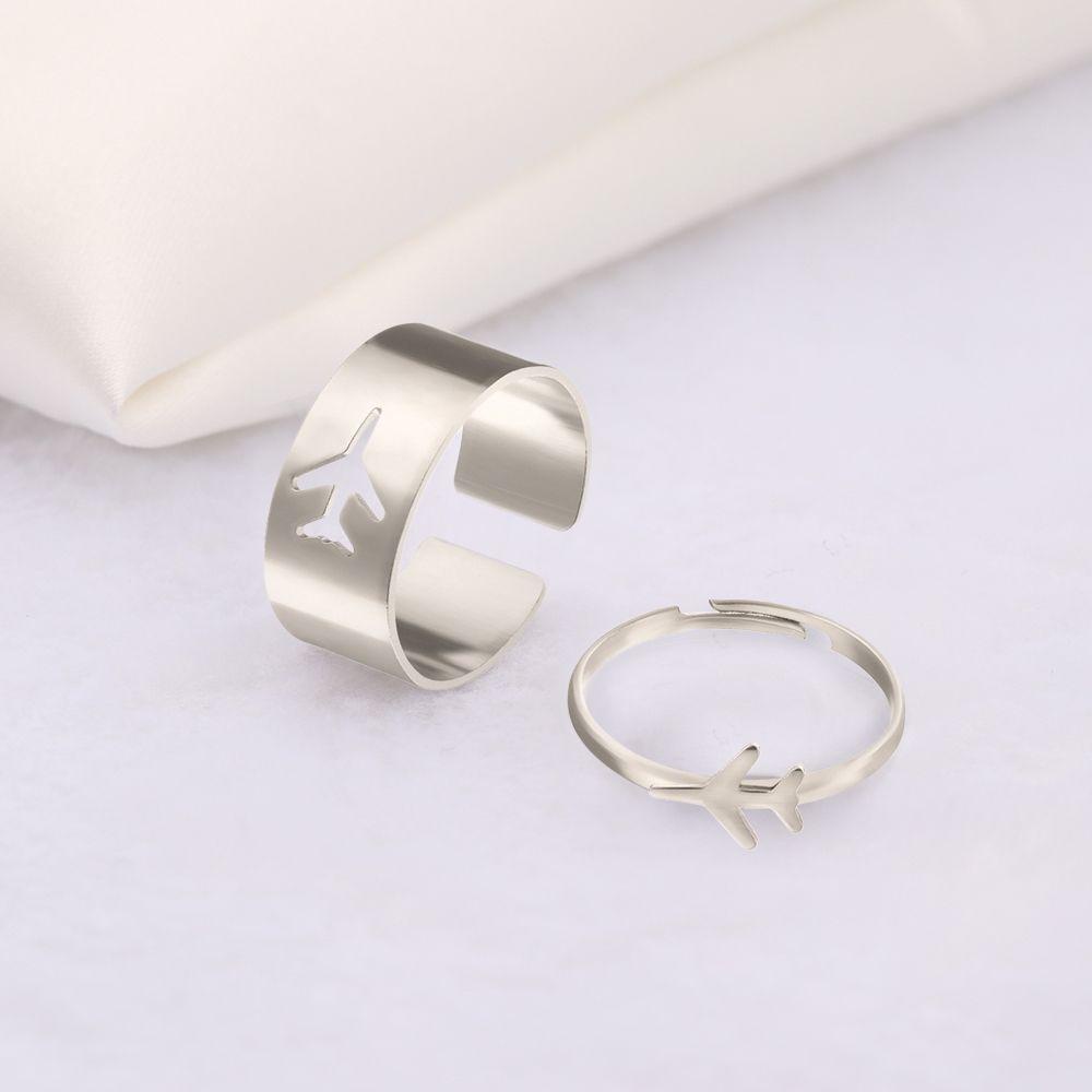 ROWANS 2pcs Matching Ring Jewelry Open Statement Adjustable Ring Wedding Jewelry Open Statement Couple Ring
