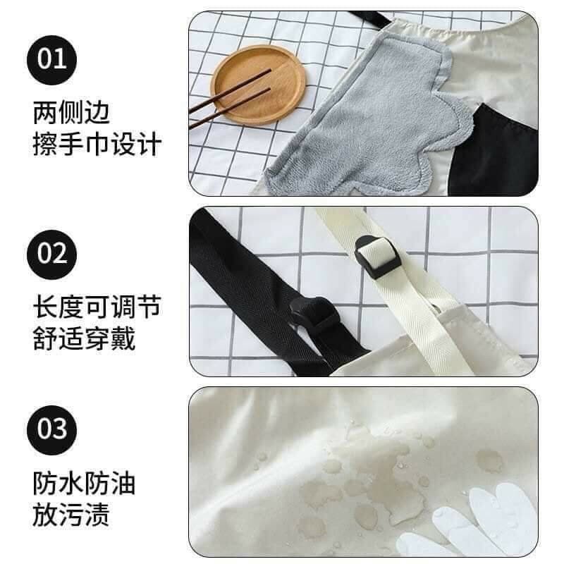 Tạp dề làm bếp chất liệu cotton in họa tiết sáng tạo dễ thương Hàn Quốc Tạp Dề Pha Chế Dùng Cho Cả Nam Nữ