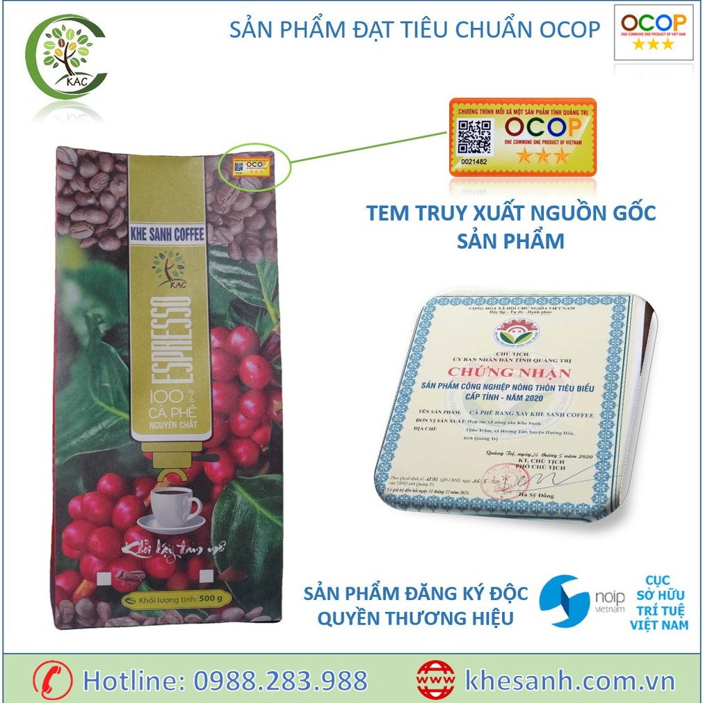 500Gr Cà phê rang xay nguyên chất Khe Sanh (KAC) - Cà phê sạch 100%