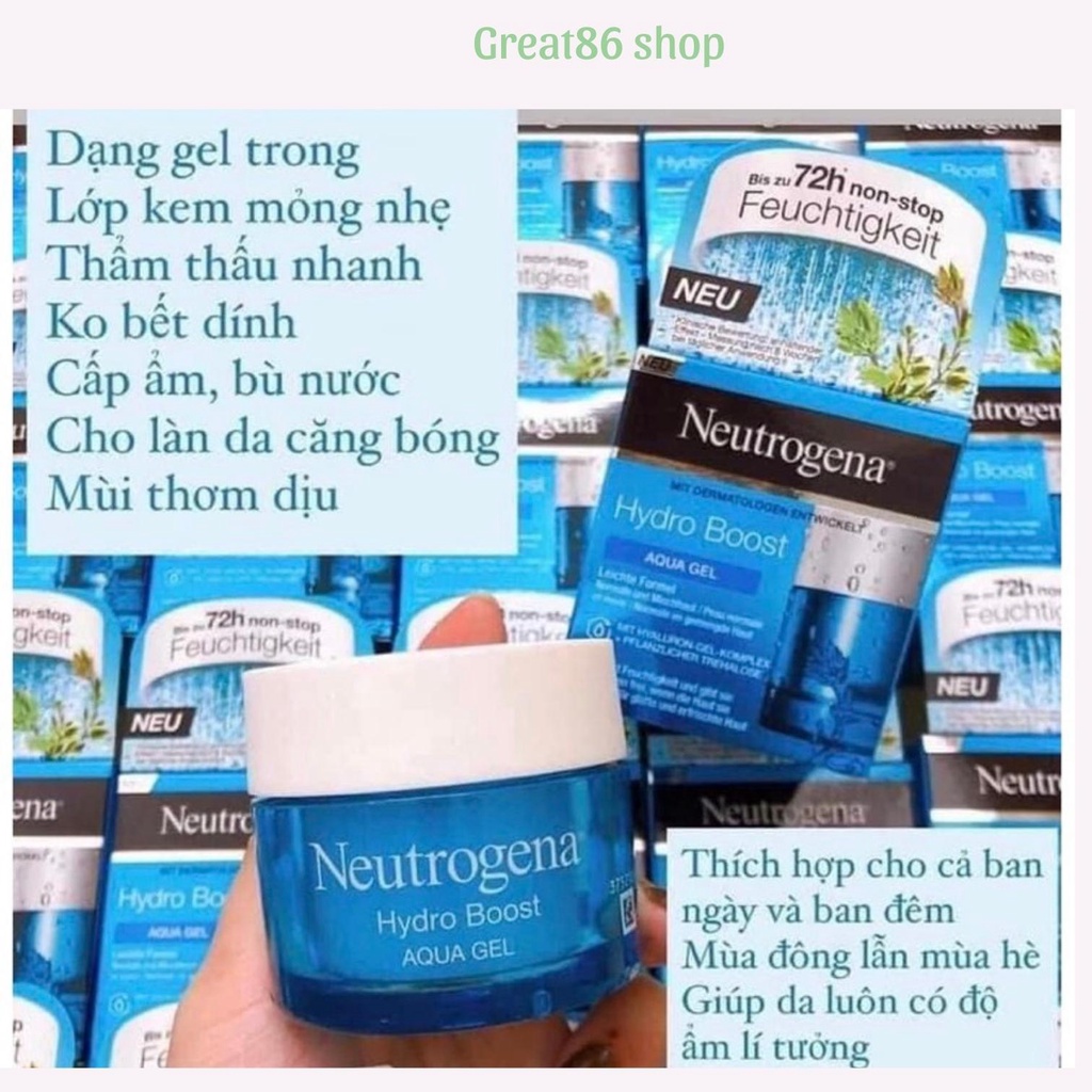 Kem dưỡng ẩm great86 kem dưỡng Neutrogena dưỡng ẩm cấp nước phù hợp mọi loại da 50g Aqua gel Water gel
