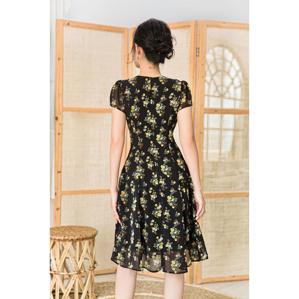 Đầm đen hoa họa tiết e1215 | BigBuy360 - bigbuy360.vn