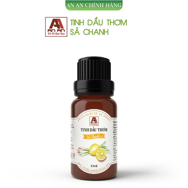 Tinh dầu Sả chanh AN AN thơm phòng, đuổi muỗi 10ml / Tinh dầu thiên nhiên nguyên chất nhập khẩu Ấn Độ/ Đạt GMP - USDA