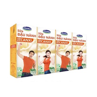SỮA ĐẬU NÀNH VINAMILK GẤP ĐÔI CANXI CÓ ĐƯỜNG - LỐC 4 HỘP X 200ML