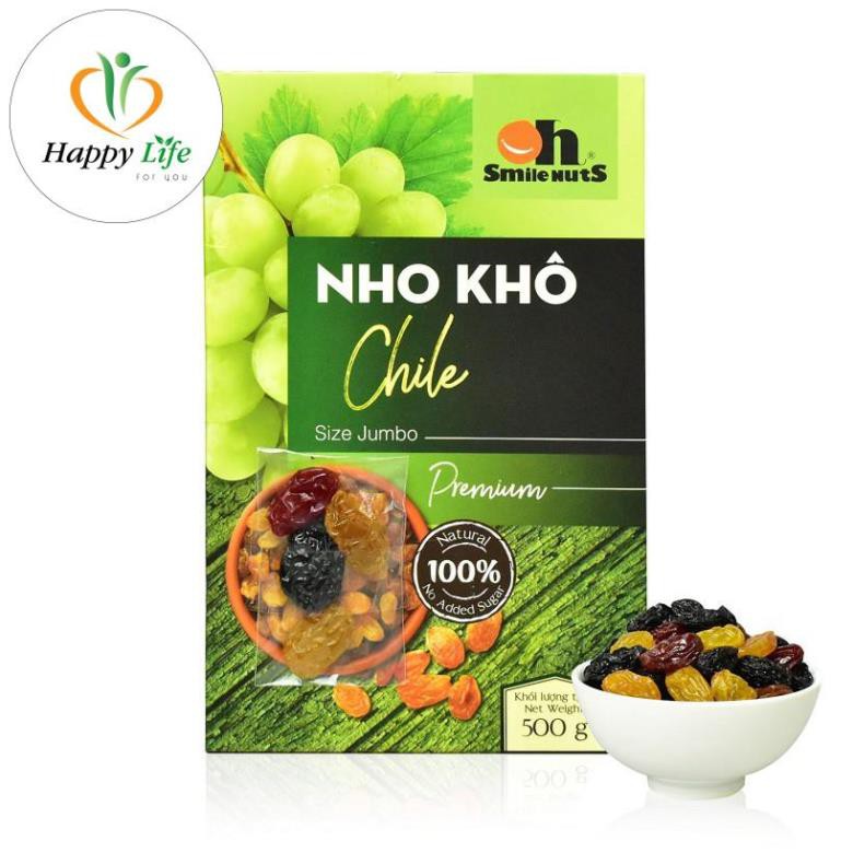 Nho khô mix 3 màu, nho khô nhập khẩu Chile 3 màu đen, đỏ, vàng hộp 500g - Happy Life 4U