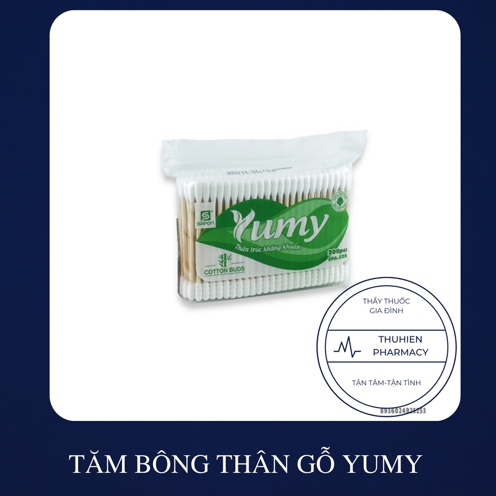 TĂM BÔNG THÂN GỖ YUMY Bông ngoáy tai nhiều công dụng (Túi 100 chiếc)