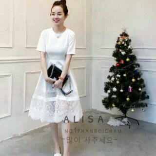 Đầm tùng xòe phối ren siêu cute