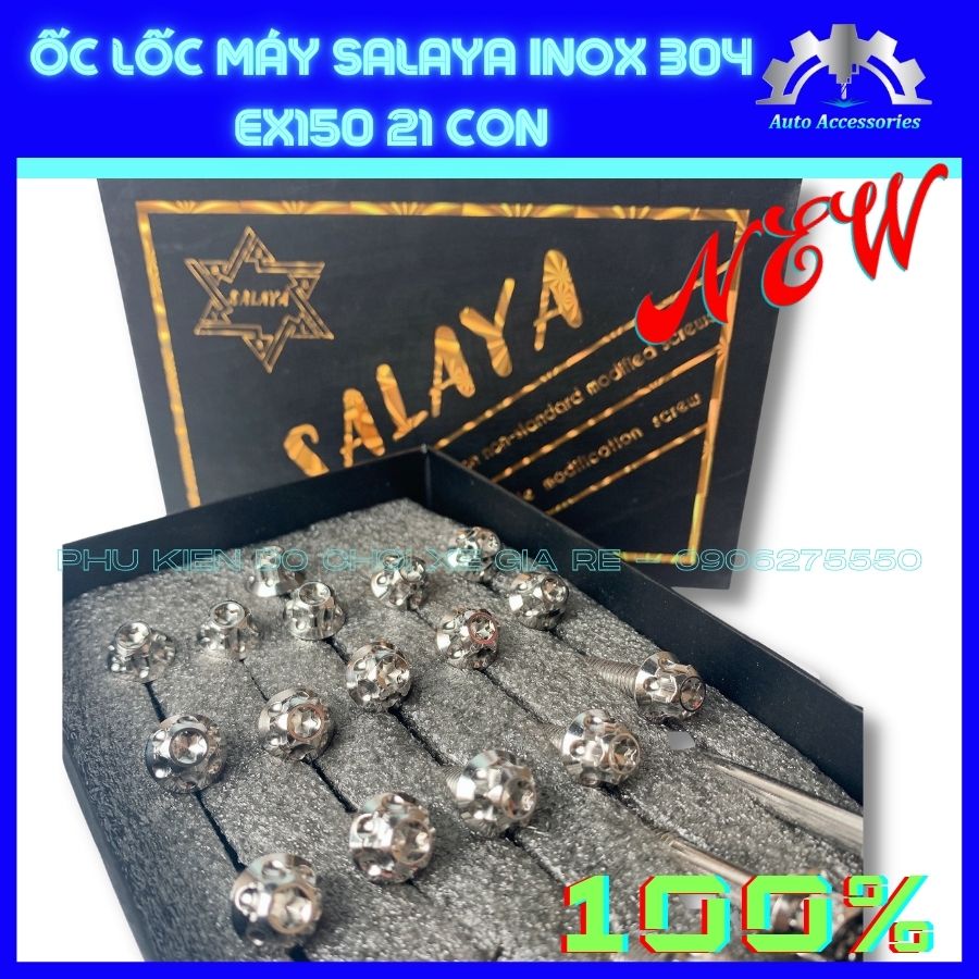 ỐC SALAYA - Ốc Lốc Máy Ex150, Salaya Inox 304, số lượng 21 con. Như hình, giúp trang trí xe, bền chắc đẹp