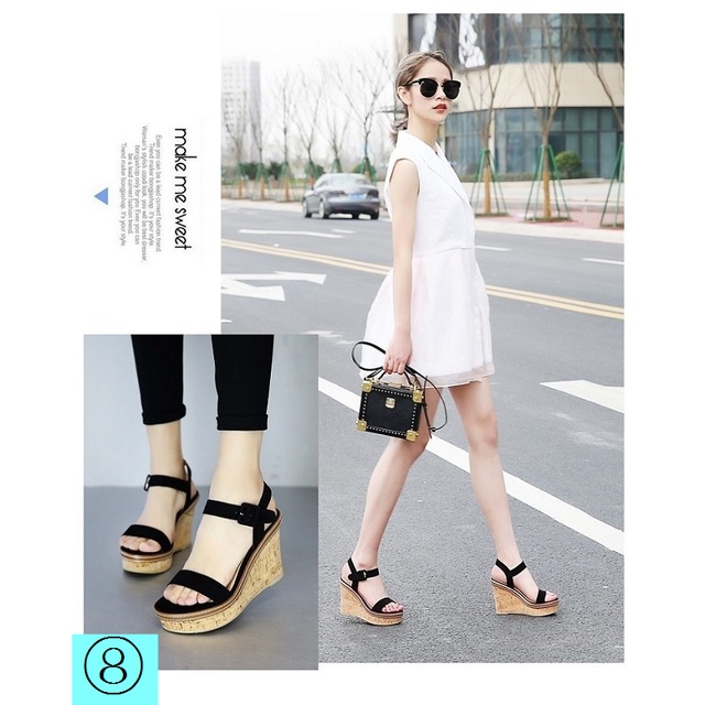 Giày sandal đế xuồng chống nước size nhỏ thời trang mùa hè phong cách Âu Mỹ 2022 cho nữ