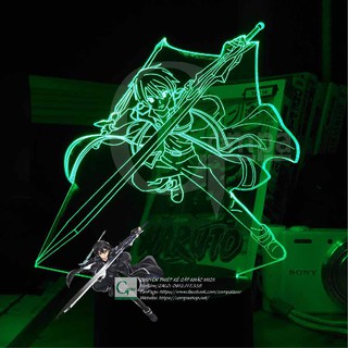 [ẢNH SHOP TỰ CHỤP] Đèn Ngủ Anime Đèn Ngủ LED 3D Sword Art Online Kirito Type 04 ASAO0104 16 màu tùy chỉnh