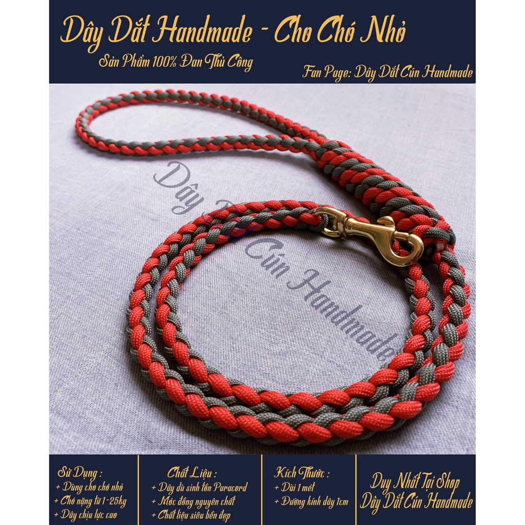 Dây dắt cún đi dạo handmade siêu bền móc đồng