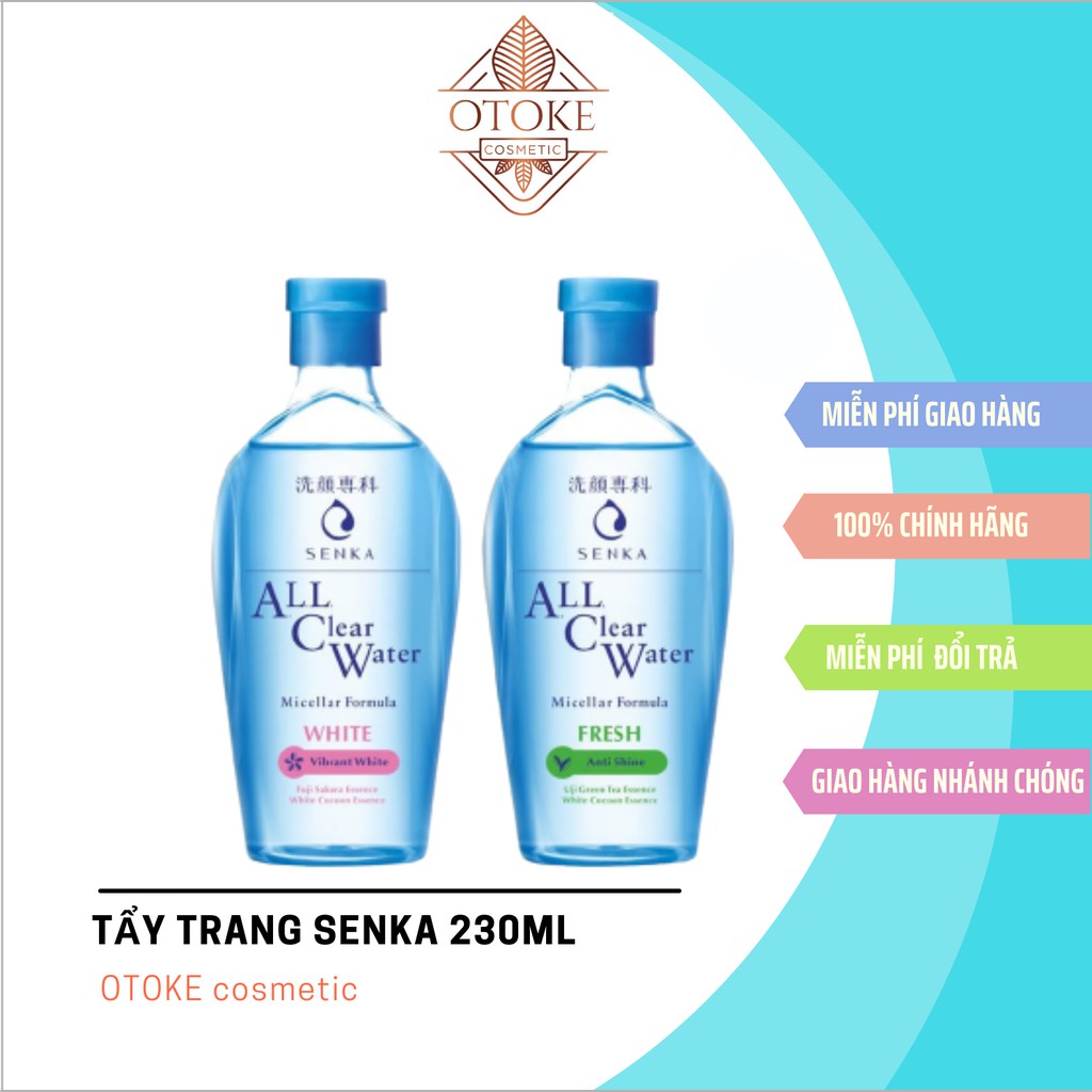 Nước tẩy trang dưỡng trắng Senka All Clear Water Micellar Formula 230ml Nhật Bản