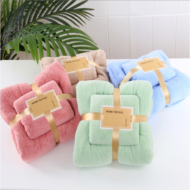 [Set 2] khăn tắm lông cừu xuất Hàn cỡ lớn, siêu mềm mịn thấm hút tốt