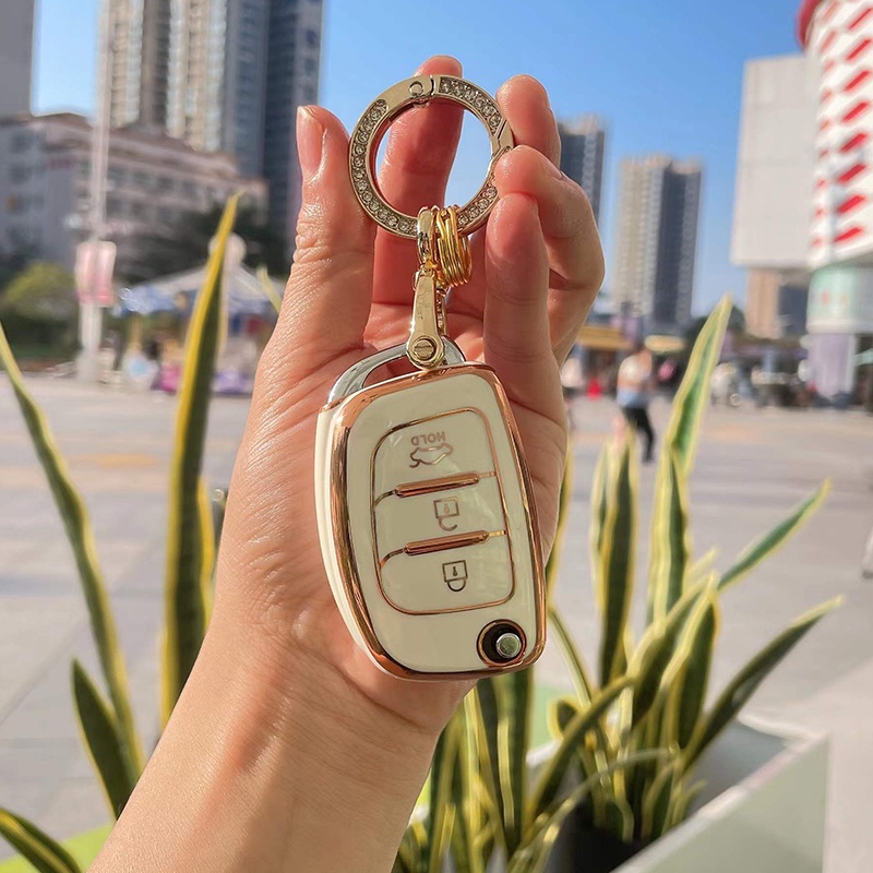 Ốp Chìa Khóa TPU 3 Nút Cho Hyundai Tucson Creta IX20 IX25 IX30 IX35 Solaris I10 I20 I25 I30 Verna Sonata Mistra Elantra Santa Fe 2015-2018