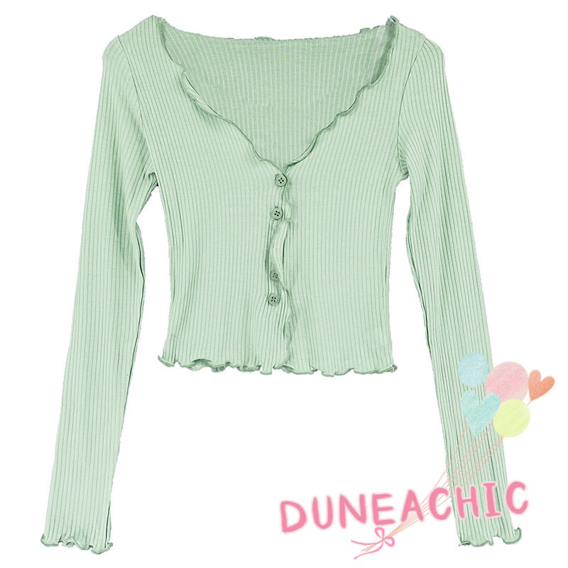 DUNEA Áo cardigan Dệt Kim Tay Dài Cổ Chữ v Quyến Rũ Cho Nữ
