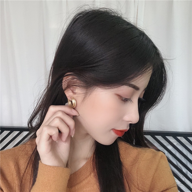 Bông tai/ Hoa tai hợp kim 1 vòng mảnh 1 vòng dày phong cách Hàn Quốc