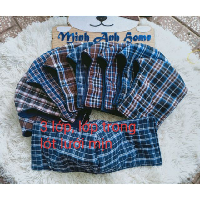 Khẩu trang sọc vải cotton đẹp che kín tai 3 lớp lót lưới | BigBuy360 - bigbuy360.vn
