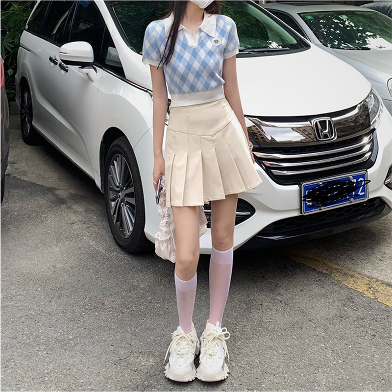 Áo croptop XIAOZHAINV tay ngắn cổ chữ V họa tiết kẻ sọc thiết kế thời trang mùa hè dễ thương dành cho nữ