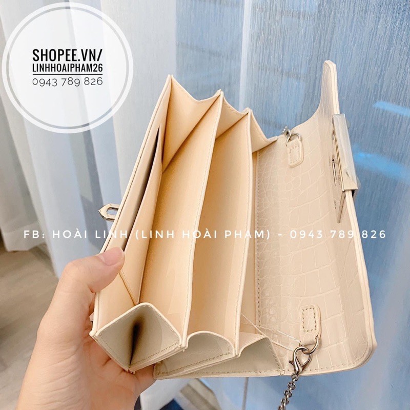 Ví dài khoá gập chất da rắn kèm dây đeo fullbox