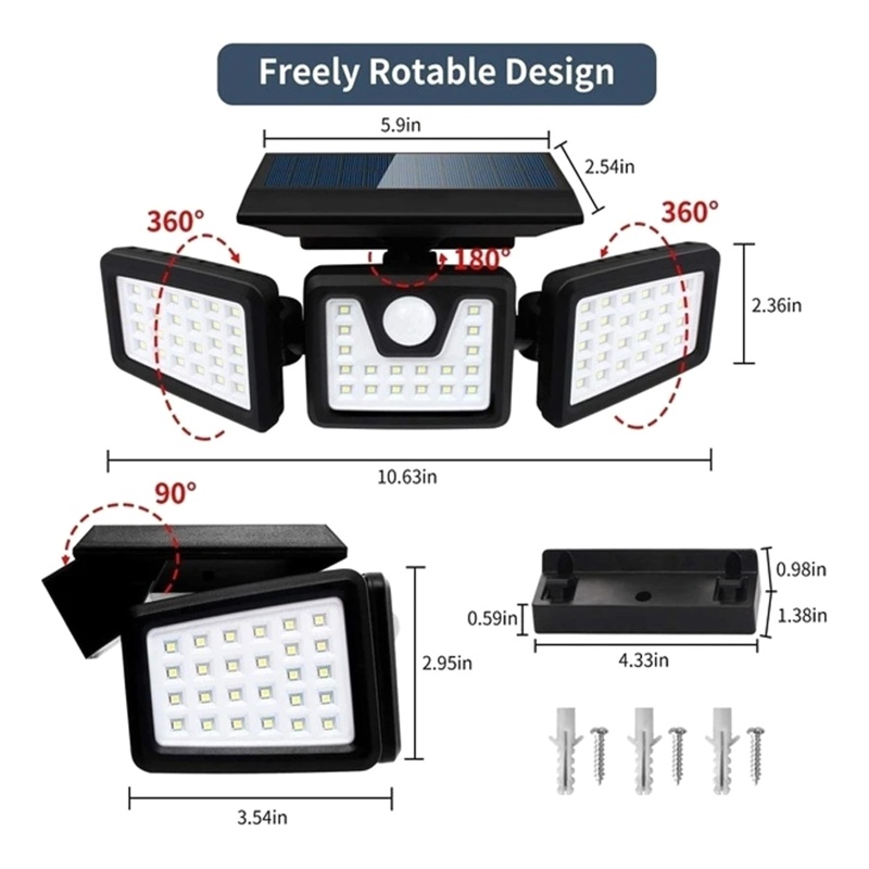 Đèn Năng Lượng Mặt Trời Trang Trí Sân Vườn 270° Đèn Cảm Biến Chuyển Động Góc Rộng Chống Thấm Nước