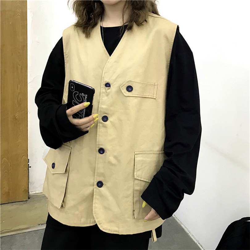 [Hàng Sẵn Sàng] Miễn Phí Vận Chuyển Áo Vest Dành Cho Nam Và Nữ 126459Quần Dài Dáng Rộng Màu Trơn Phong Cách Harajuku Hàn Quốc Dễ Phối Đồ