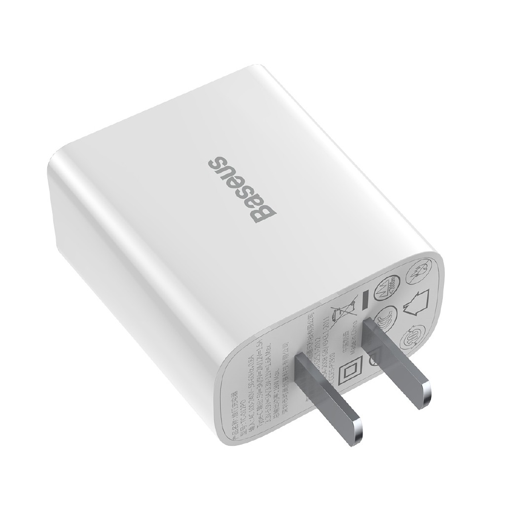 Củ sạc nhanh PD18W Baseus Speed Mini một cổng sạc Type-C, sạc nhanh 3A, Quick Charge, tương thích nhiều thiết bị
