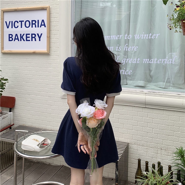Đầm midi Chữ A Cổ Chữ V Thời Trang Hàn Quốc Đơn Giản