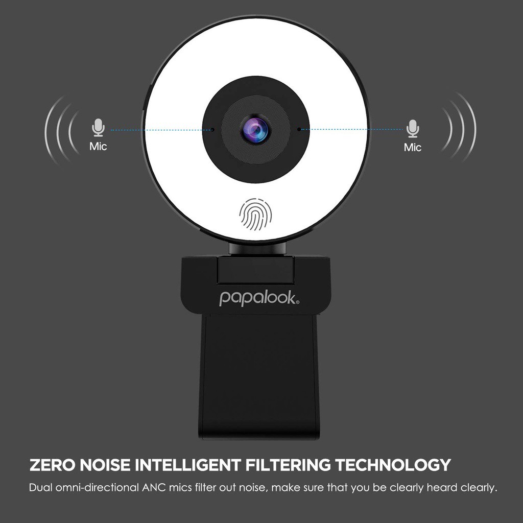 Webcam PAPALOOK PA552 phát trực tiếp game có vòng đèn FHD 1080p 30fps và micro kép + tripod cho Windows 7/8/10 Mac | BigBuy360 - bigbuy360.vn