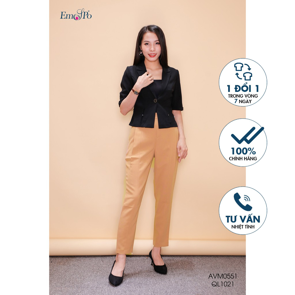 Quần baggy dài, ly bung thân trước Emspo QL1021 (Be, Đen)