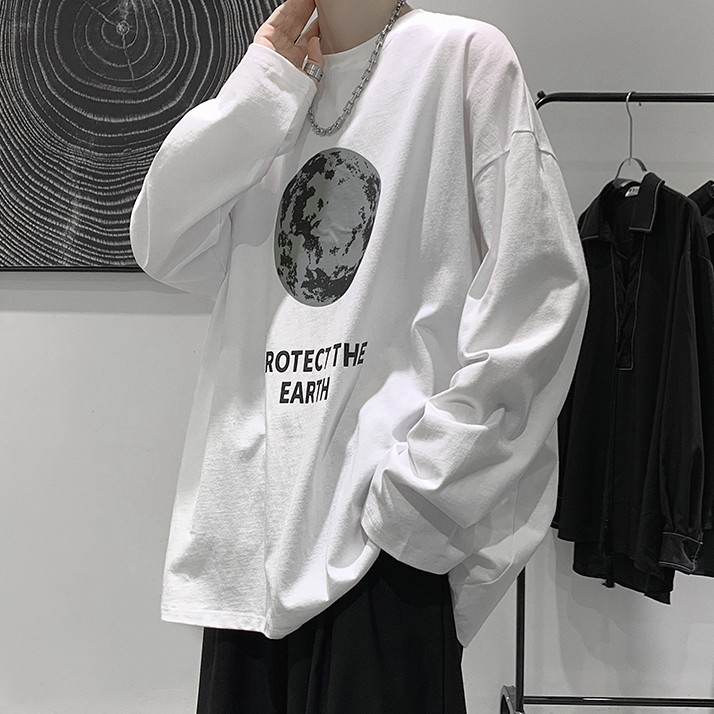 [ FREESHIP] [ CÓ HÌNH THẬT] Áo thun tay dài from rộng phù hợp cho cả nam và nữ chất cotton thoáng mát họa tiết mặt trăng | BigBuy360 - bigbuy360.vn