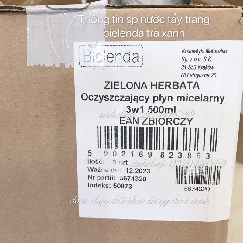 Combo Sữa Rửa Mặt và Nước Tẩy Trang Bielenda Herbta Trà Xanh Cho Da Dầu Mụn hỗn hợp hàng nội balan