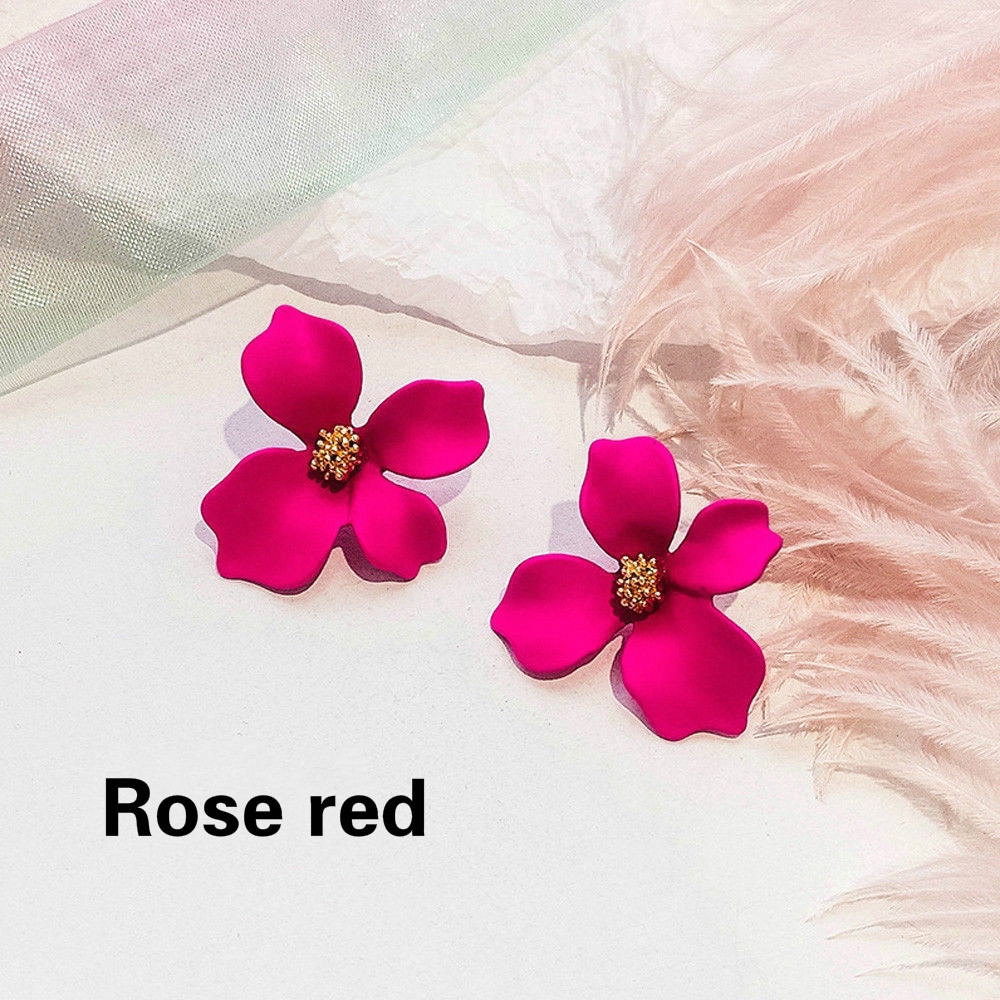 Khuyên tai đinh tán hợp kim hình cánh hoa lớn phong cách Boho cho nữ