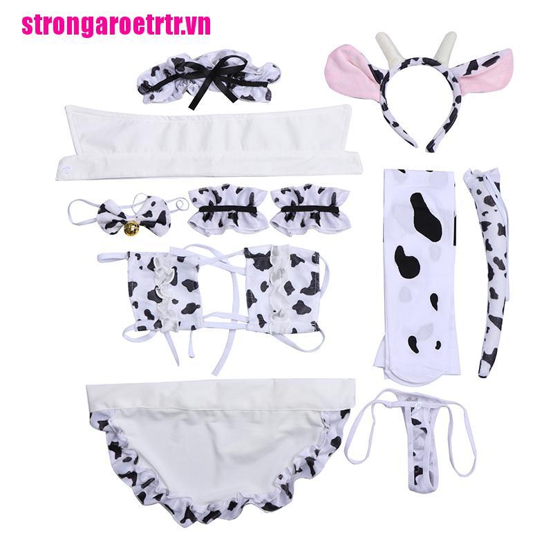 Bộ đồ lót hóa trang nhân vật cô hầu gái họa tiết bò sữa xinh xắn cho nữ
