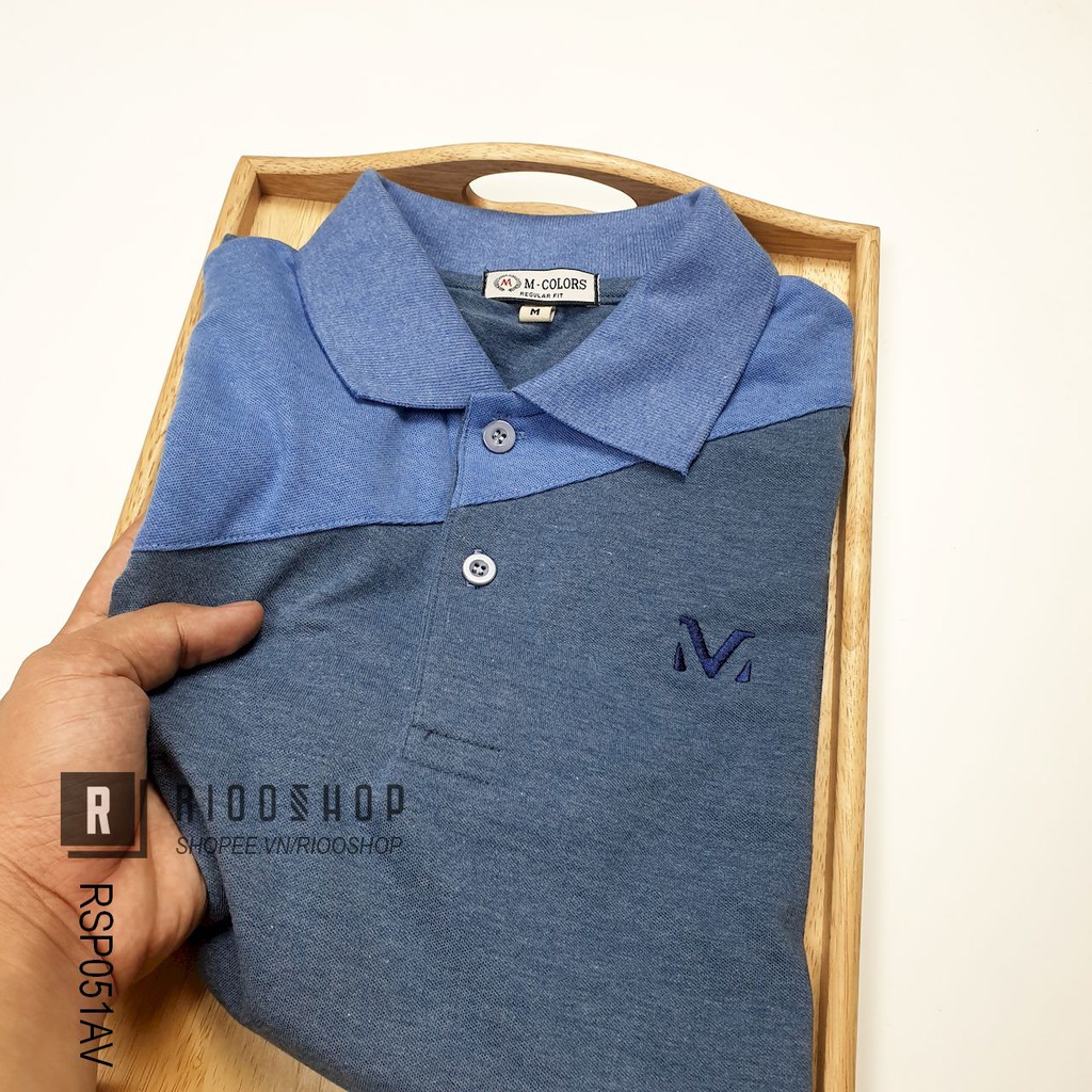Áo thun polo nam ngắn tay form rộng M-color phối 2 màu RSP051AV - áo phông nam có cổ Riooshop | BigBuy360 - bigbuy360.vn