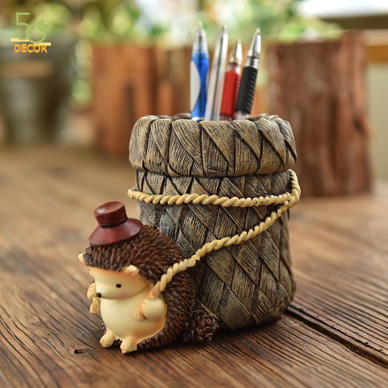 Ống đựng bút mô hình nhím, ống cắm bút trang trí nhà, trang trí bàn, văn phòng, hộp bút quà tặng, lưu niệm