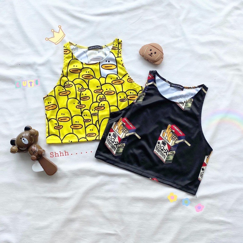 Áo Croptop Hình 3D Ba Lổ Ảnh Thật