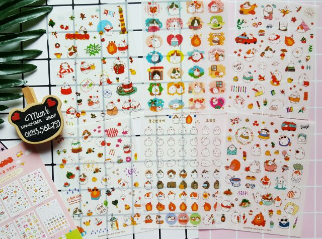 Bộ 6 tấm sticker thỏ Molang Mùa Giáng Sinh Trang Trí Noel Cute Trang Trí Lịch, Planner, Scrapbook - Mùa 3