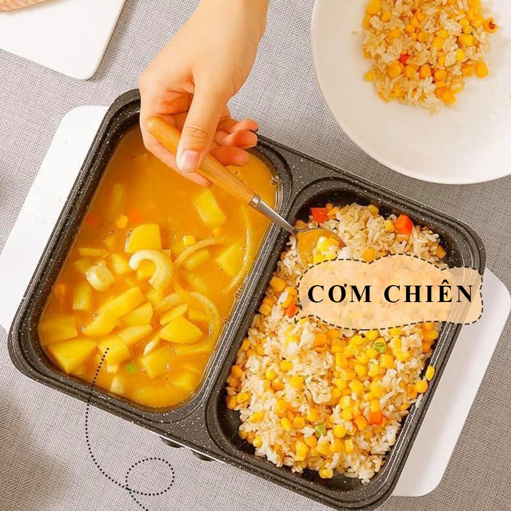 NỒI LẨU ĐIỆN MINI ĐA NĂNG 2 NGĂN -NỒI NƯỚNG ĐIỆN  CHỐNG DÍNH THẾ HỆ MỚI- TIỆN DỤNG CHO MỌI GIA ĐÌNH