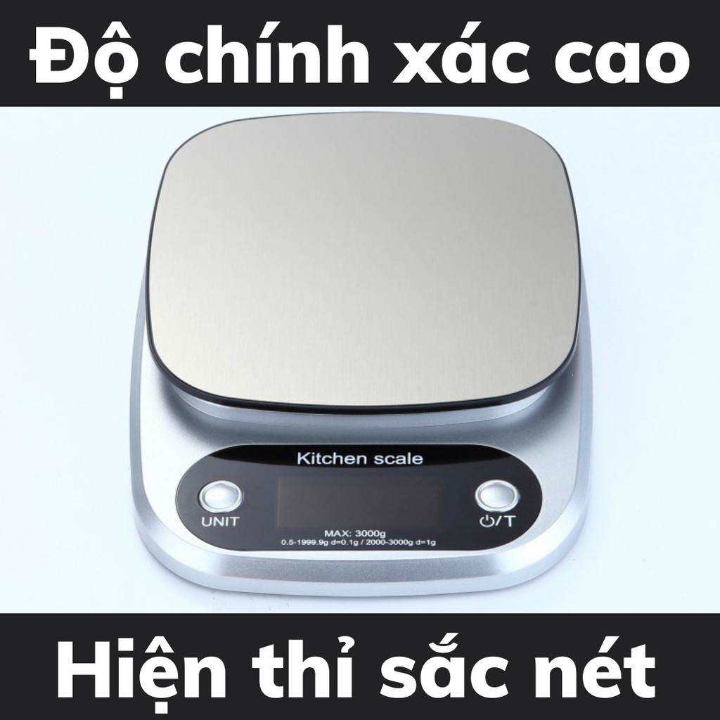 Cân tiểu ly điện tử nhà bếp 1g - 10kg dùng để làm bánh tại nhà độ chính xác cao tặng kèm pin AAA